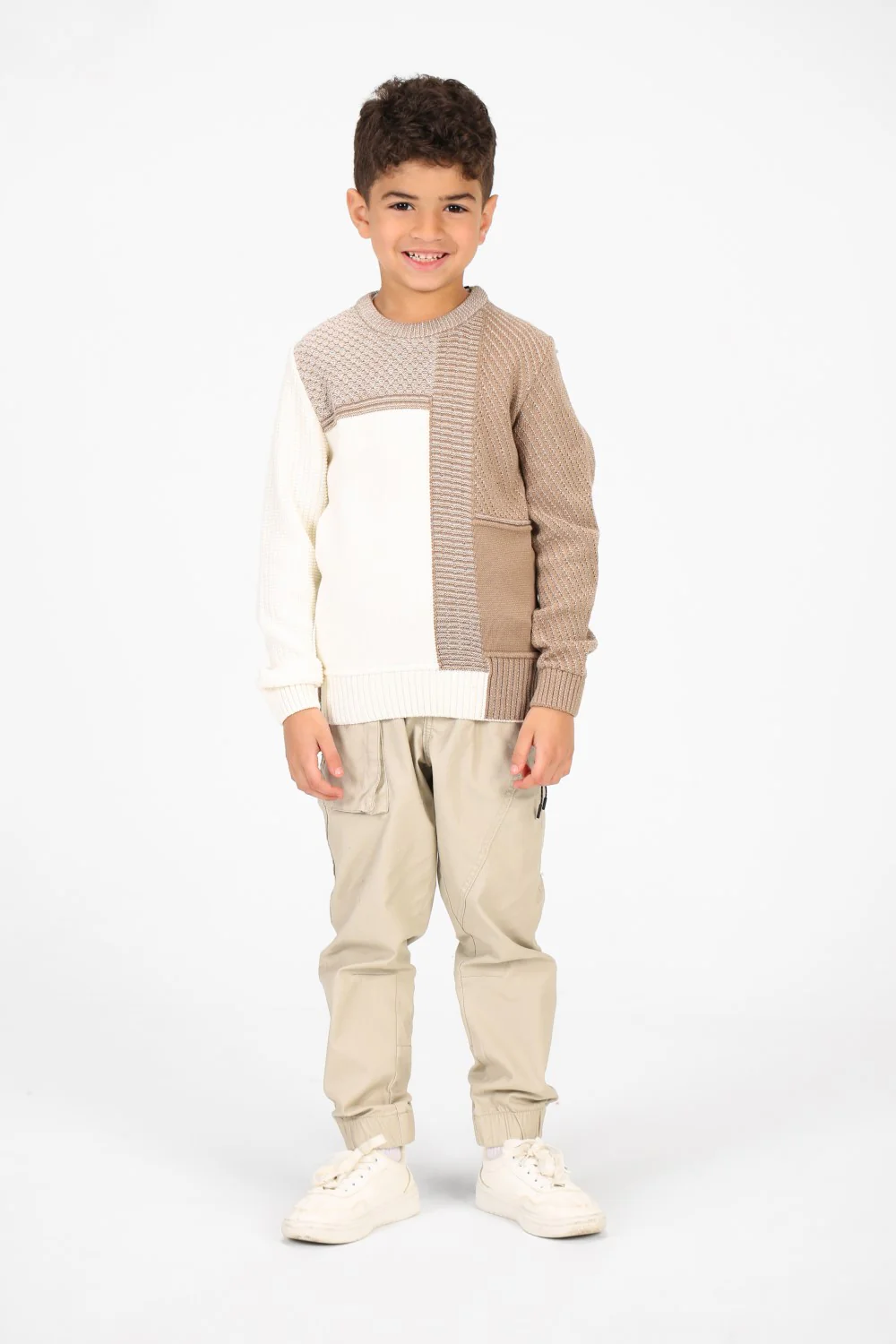 Boy's Half & Half Cotton Knitted Long Sleeves Sweater Pullover - Image 8