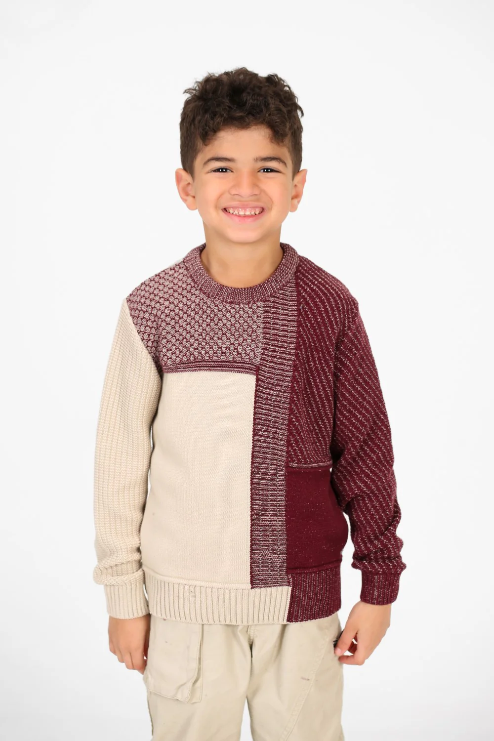 Boy's Half & Half Cotton Knitted Long Sleeves Sweater Pullover - Image 9