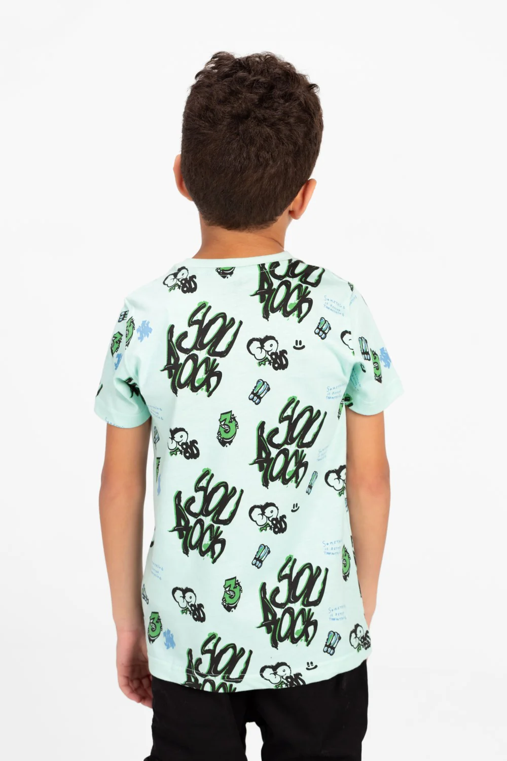 Boys Half Sleeve Oversize T-shirt With Front And Back Print - Image 10