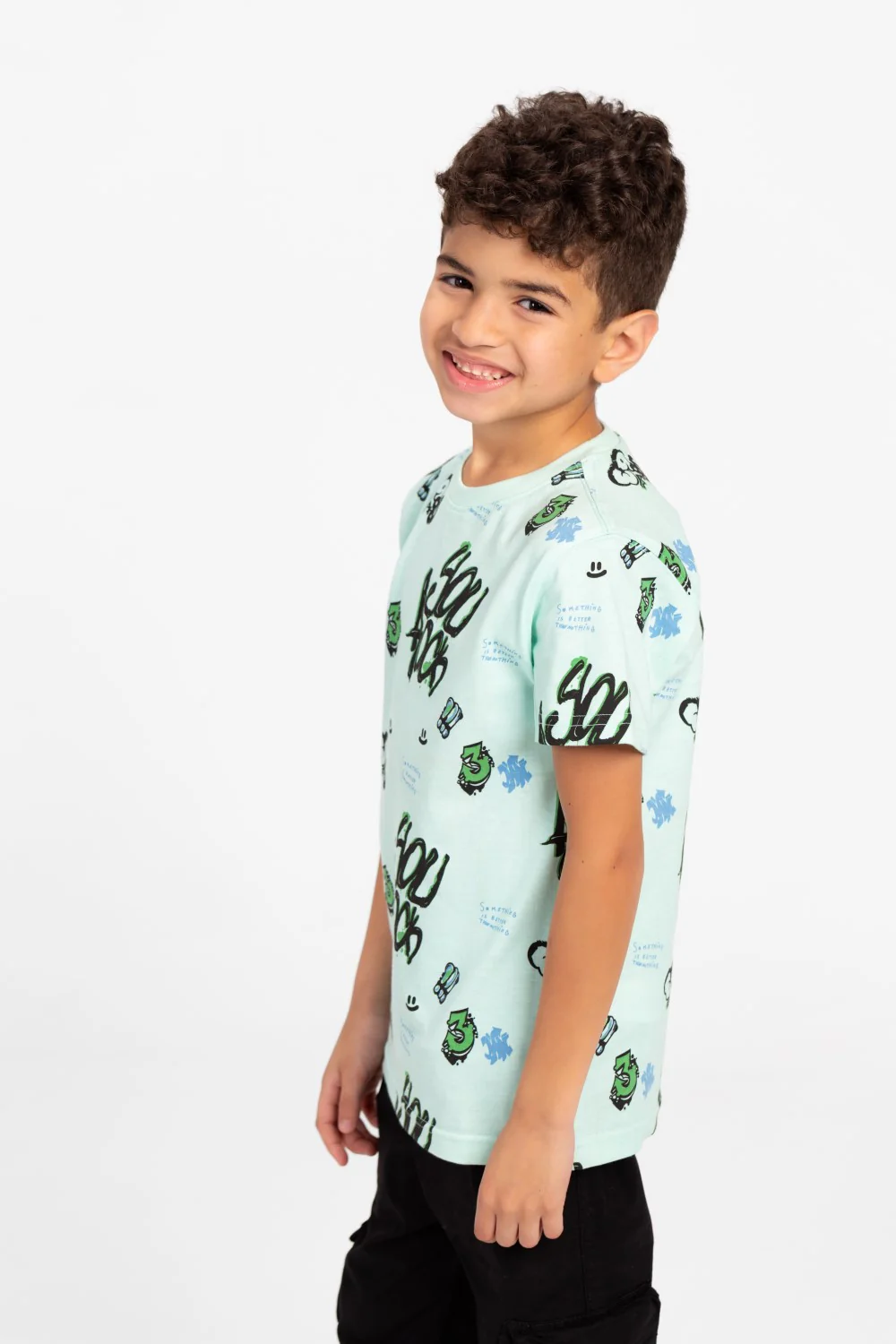 Boys Half Sleeve Oversize T-shirt With Front And Back Print - Image 11