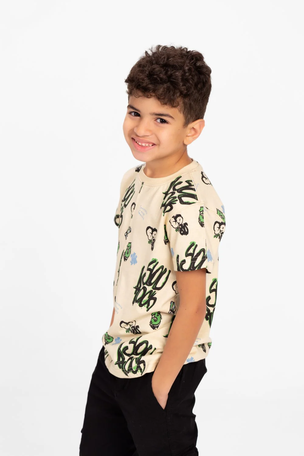 Boys Half Sleeve Oversize T-shirt With Front And Back Print - Image 3