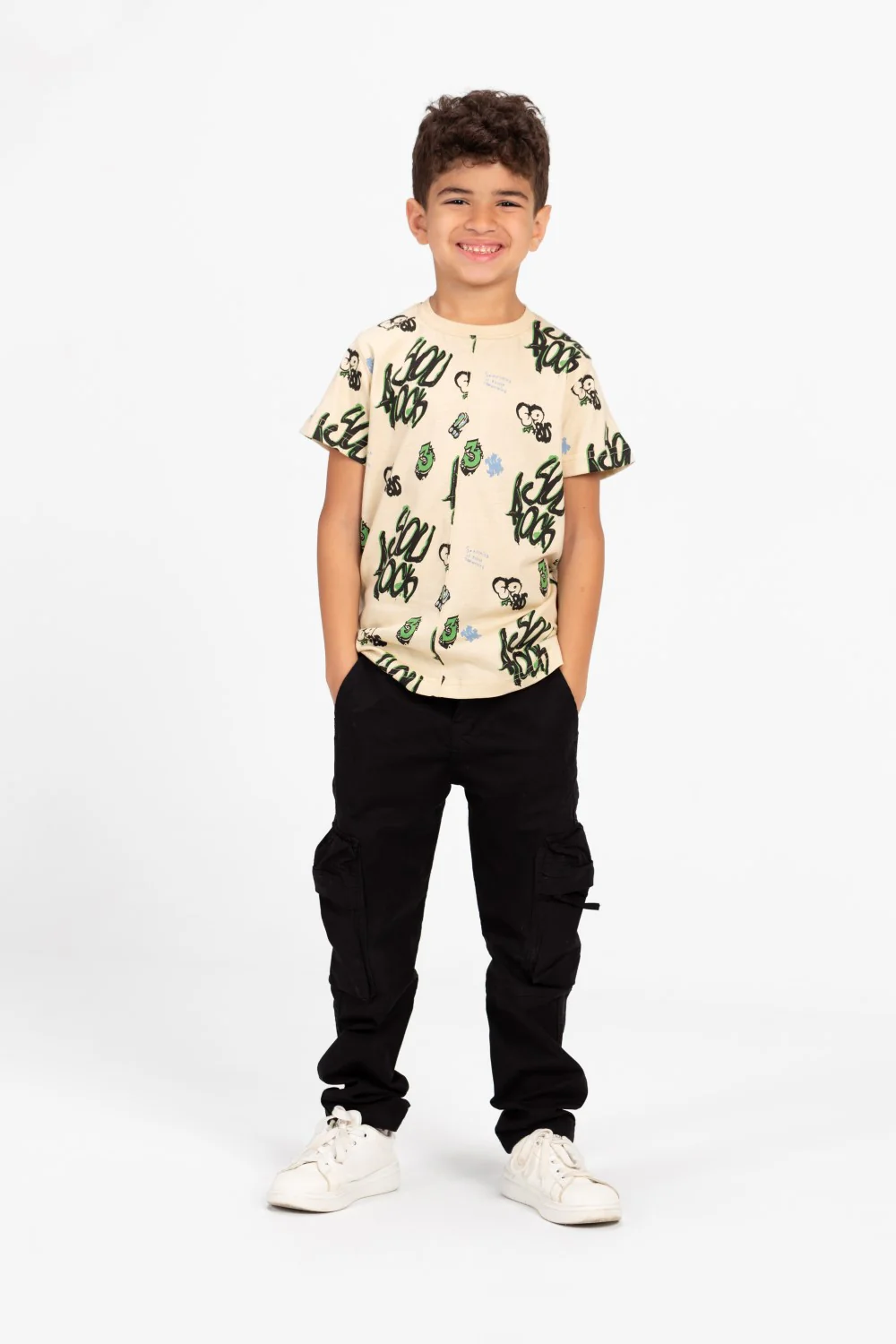 Boys Half Sleeve Oversize T-shirt With Front And Back Print - Image 4