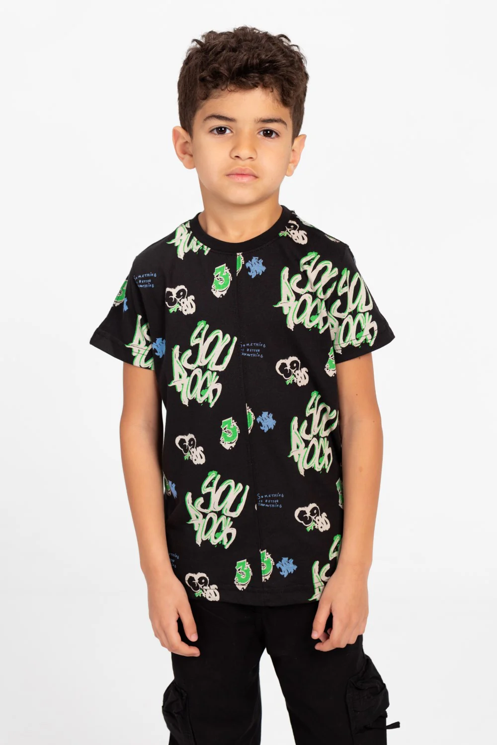 Boys Half Sleeve Oversize T-shirt With Front And Back Print - Image 5