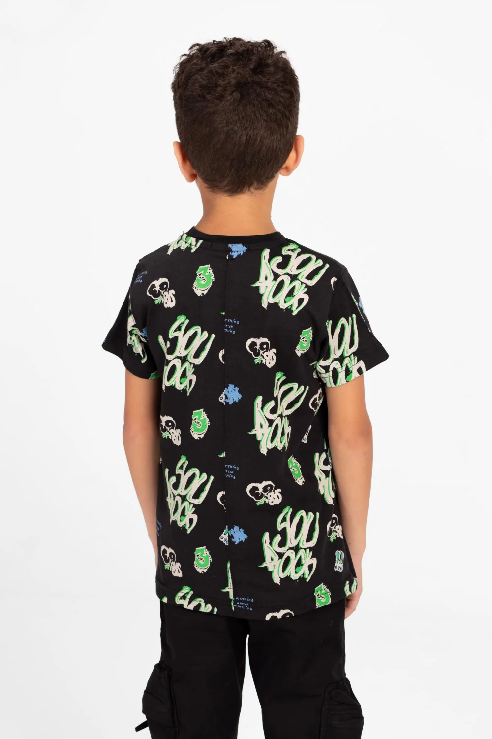 Boys Half Sleeve Oversize T-shirt With Front And Back Print - Image 6