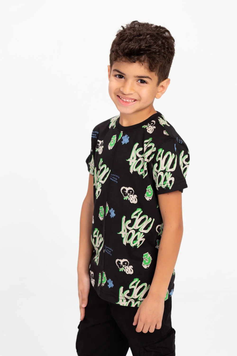 Boys Half Sleeve Oversize T-shirt With Front And Back Print - Image 7