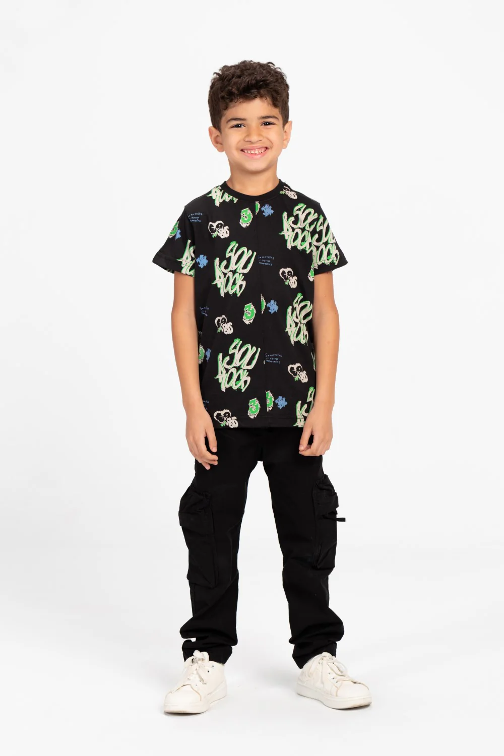 Boys Half Sleeve Oversize T-shirt With Front And Back Print - Image 8