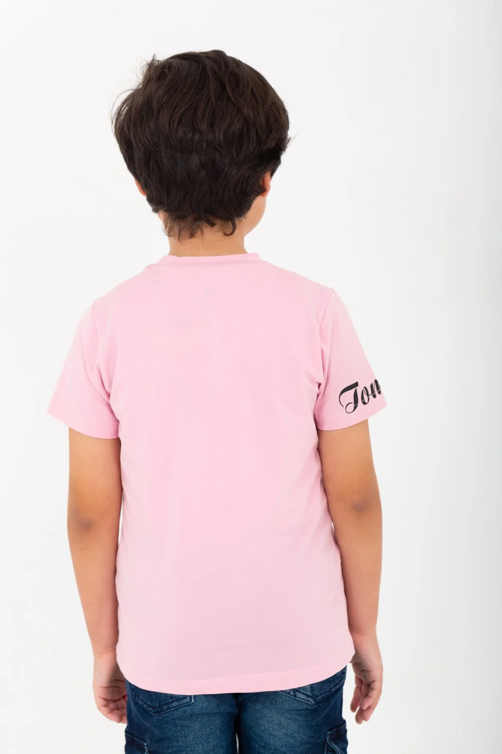 Boys' half-sleeved T-shirt made of soft cotton with a round neck and a distinctive front print - Image 8