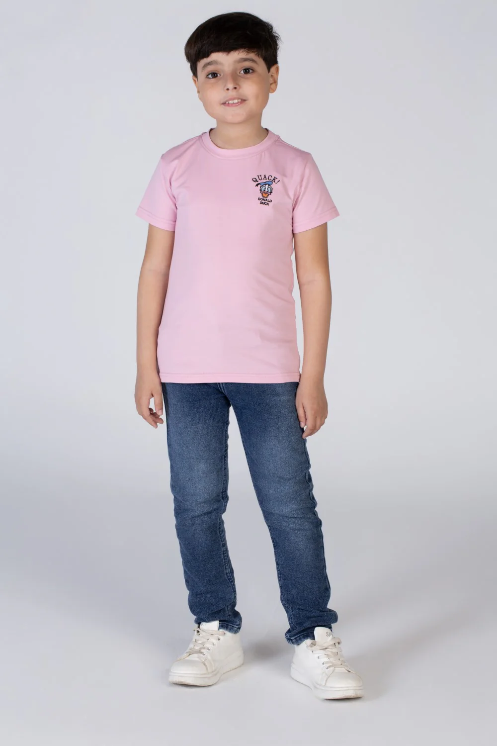 Boys Half Sleeved T-shirt With A Round Neck And A Duck Print On The Front And Back