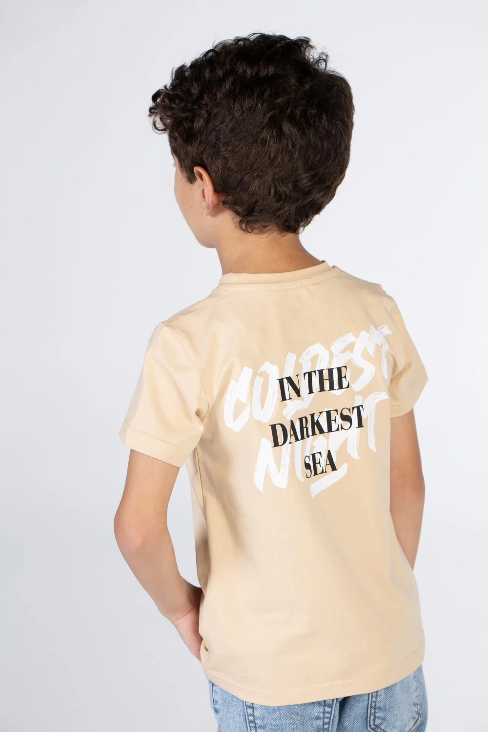 Boys Half Sleeved T-shirt With A Round Neck And A In The Darkest Sea Print On The Front And Back - Image 2