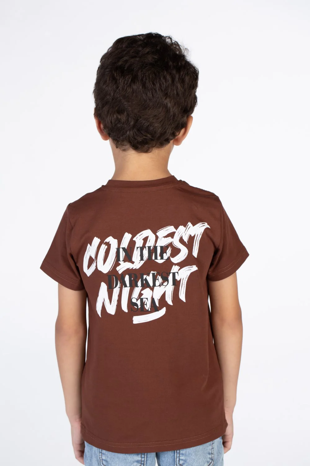 Boys Half Sleeved T-shirt With A Round Neck And A In The Darkest Sea Print On The Front And Back - Image 5