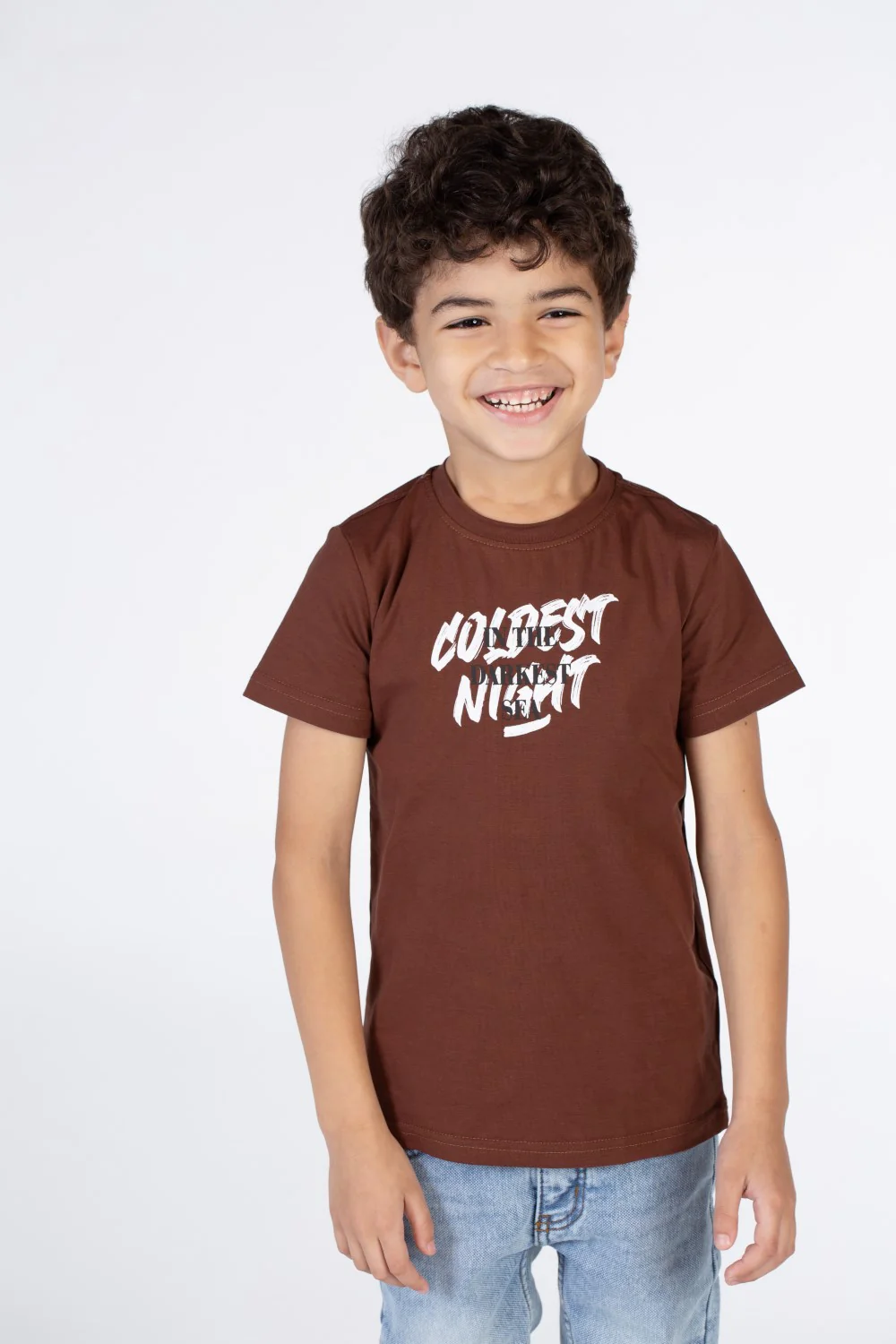 Boys Half Sleeved T-shirt With A Round Neck And A In The Darkest Sea Print On The Front And Back - Image 6