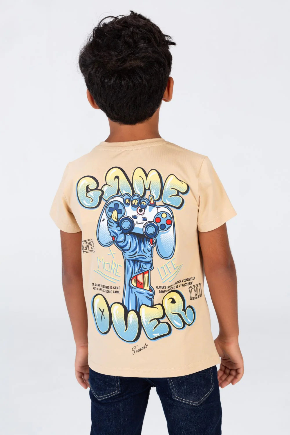 Boys' Half Sleeved T-shirt With A Round Neck And A Print On The Front And Back - Image 2