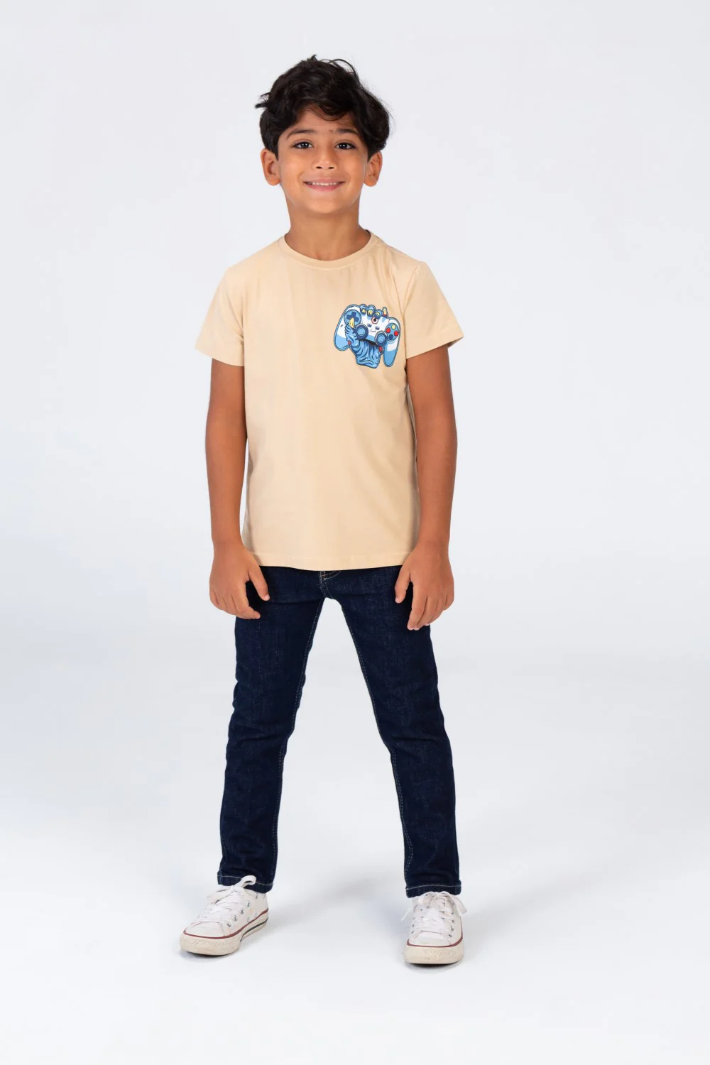 Boys' Half Sleeved T-shirt With A Round Neck And A Print On The Front And Back - Image 3