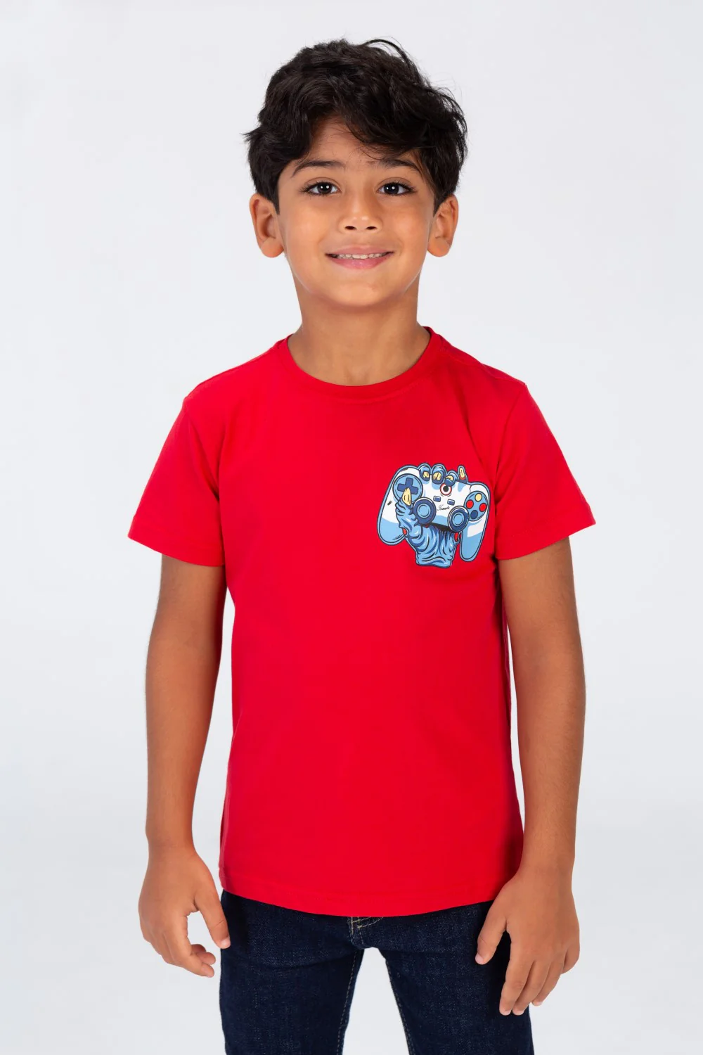 Boys' Half Sleeved T-shirt With A Round Neck And A Print On The Front And Back - Image 4
