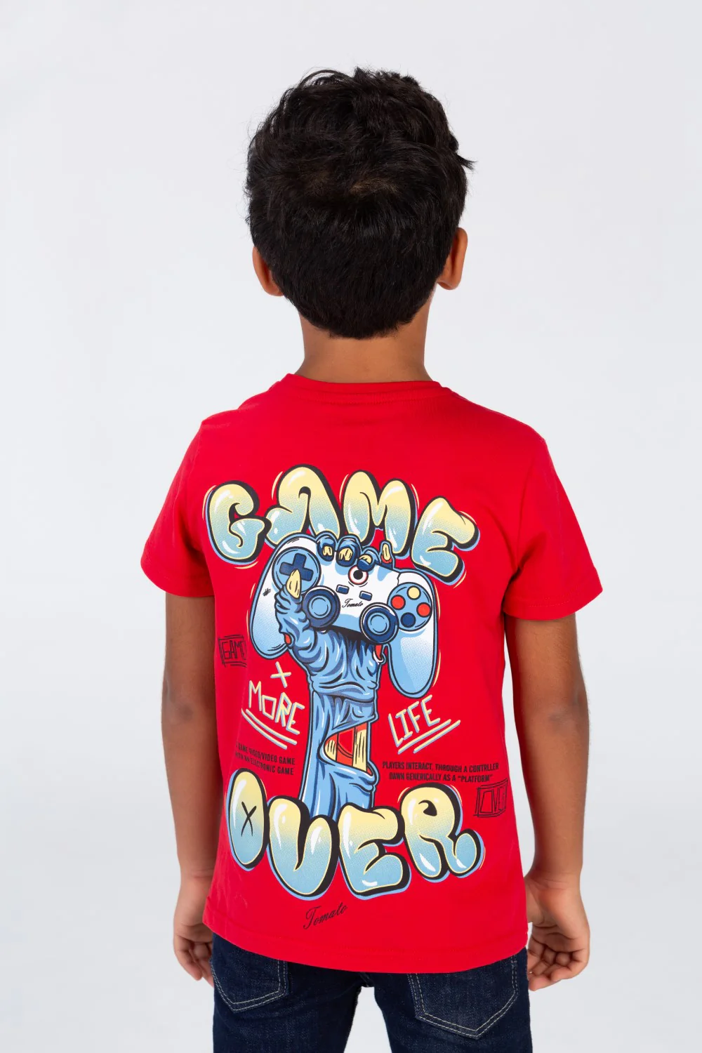 Boys' Half Sleeved T-shirt With A Round Neck And A Print On The Front And Back - Image 5
