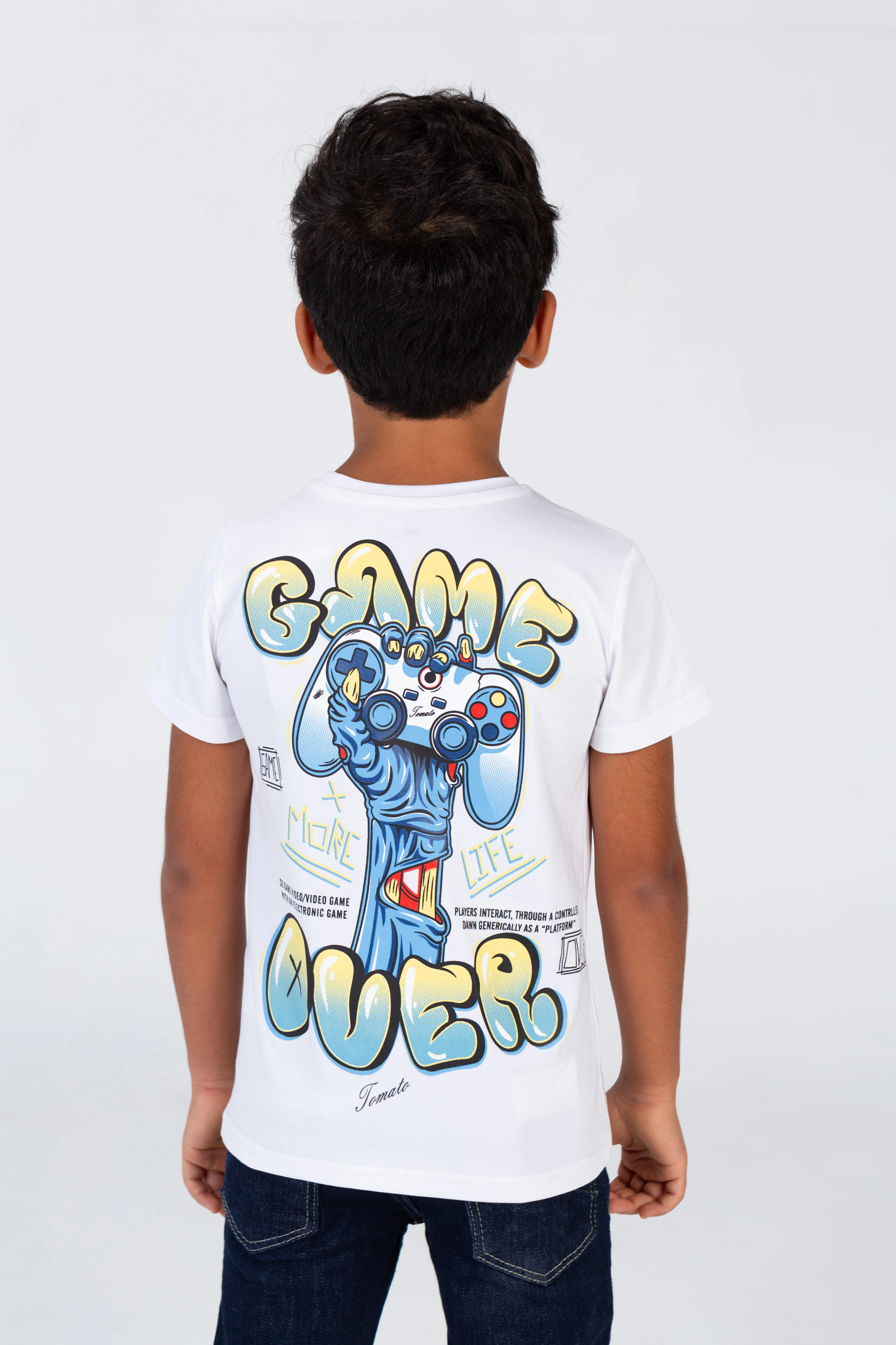 Boys' Half Sleeved T-shirt With A Round Neck And A Print On The Front And Back - Image 8