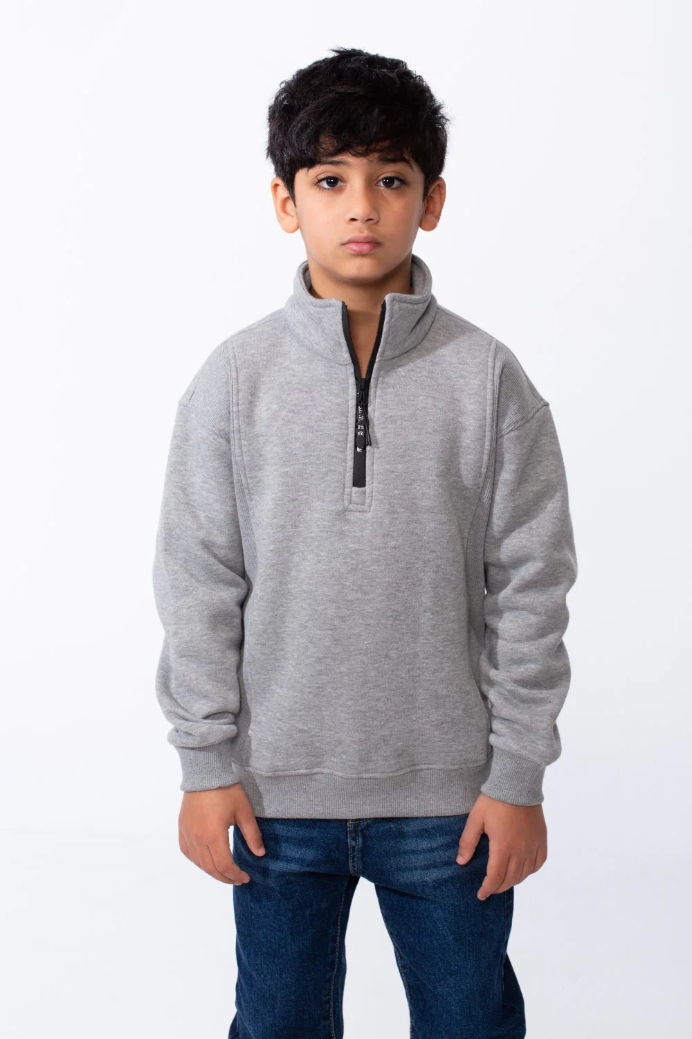 Boy's Tomato Store Half Zip With High Neck Polo Design Long Sleeve Daily Wear Practical Sweatshirt - Image 9