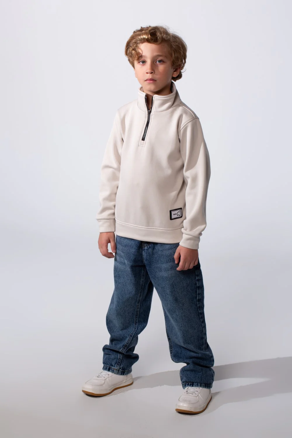 Boy's High Neck With Half-Zip Long Sleeve Slim Fit Daily Wear Basic Sweatshirt - Image 7