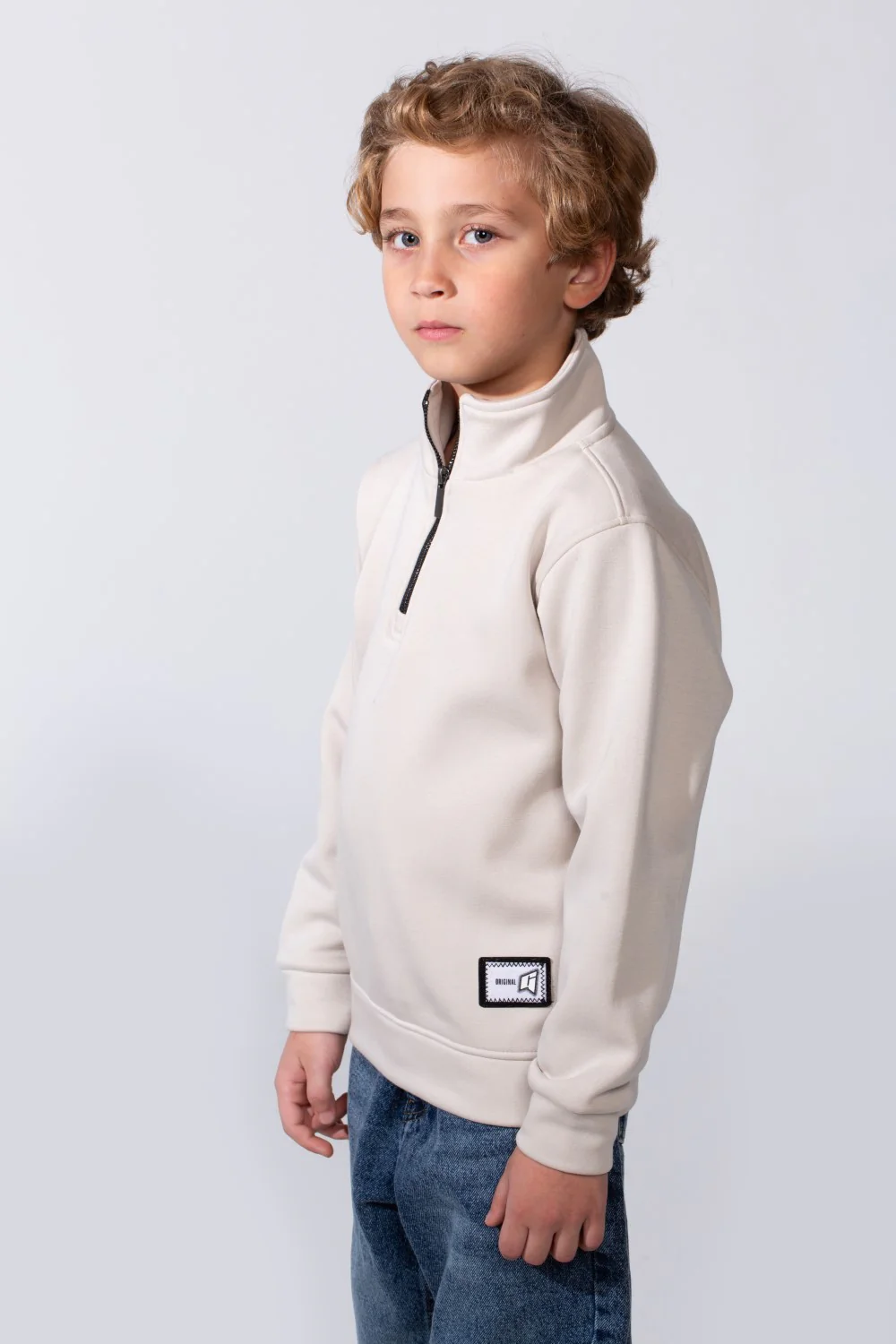 Boy's High Neck With Half-Zip Long Sleeve Slim Fit Daily Wear Basic Sweatshirt - Image 8