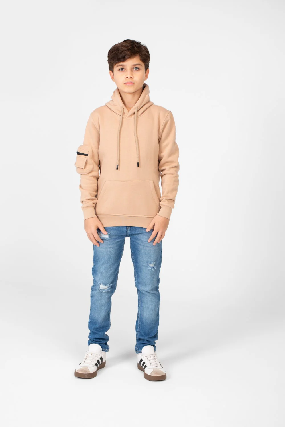 Boy's Hood Sweatshirt With Pocket On The Sleeves - Image 4