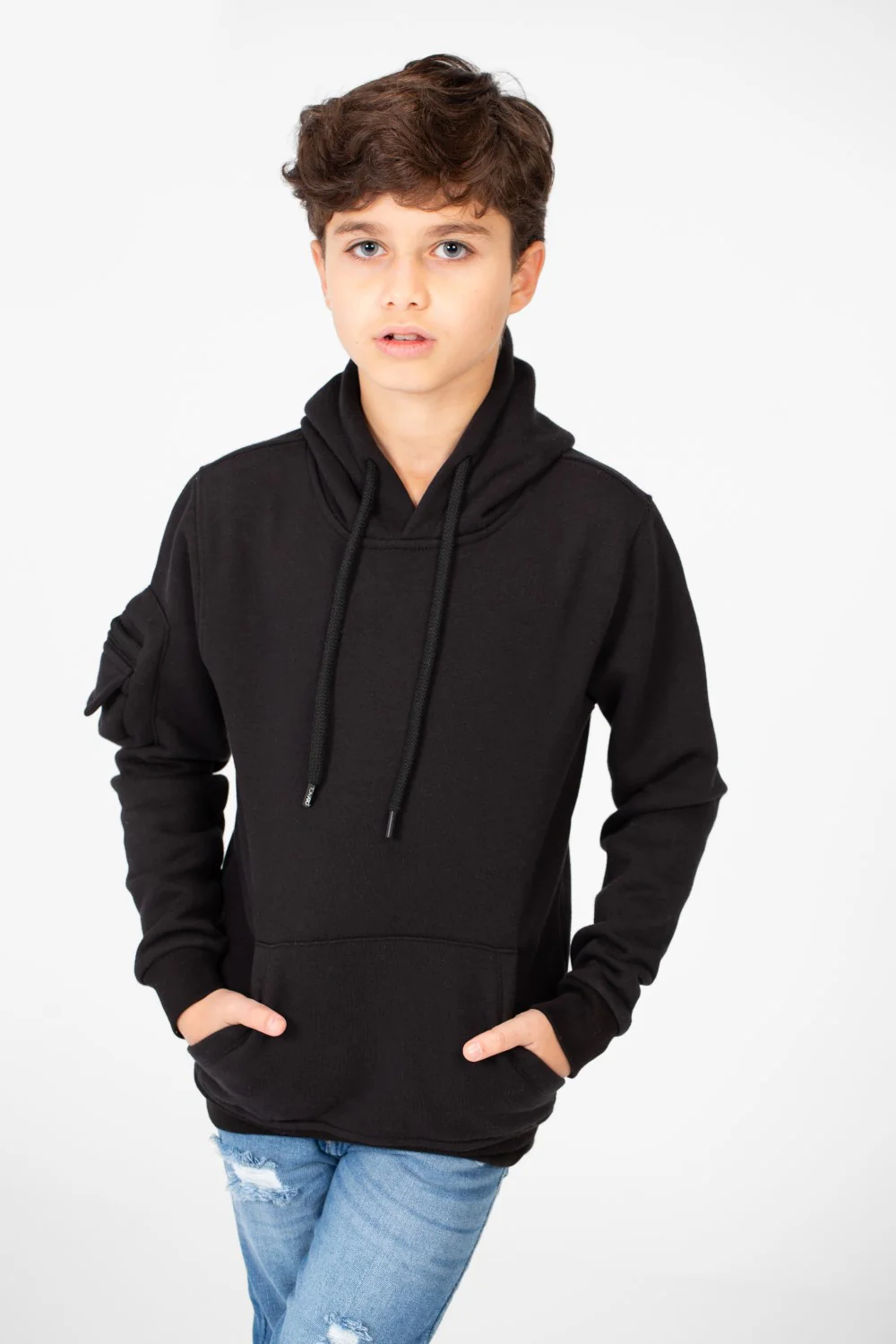 Boy's Hood Sweatshirt With Pocket On The Sleeves - Image 5