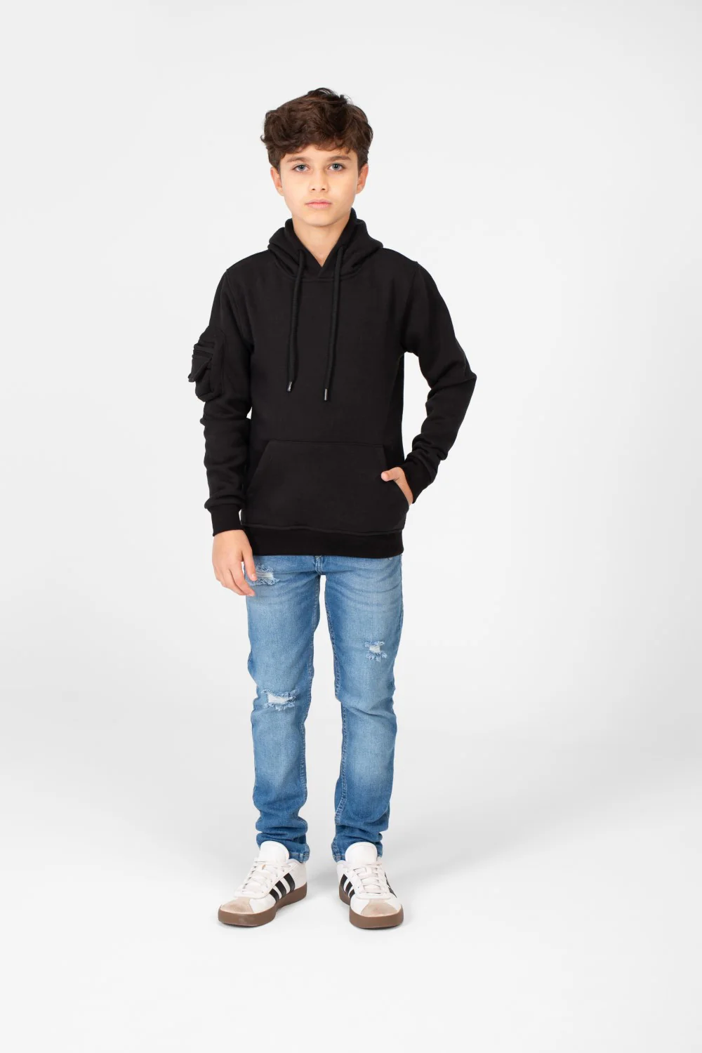 Boy's Hood Sweatshirt With Pocket On The Sleeves - Image 8