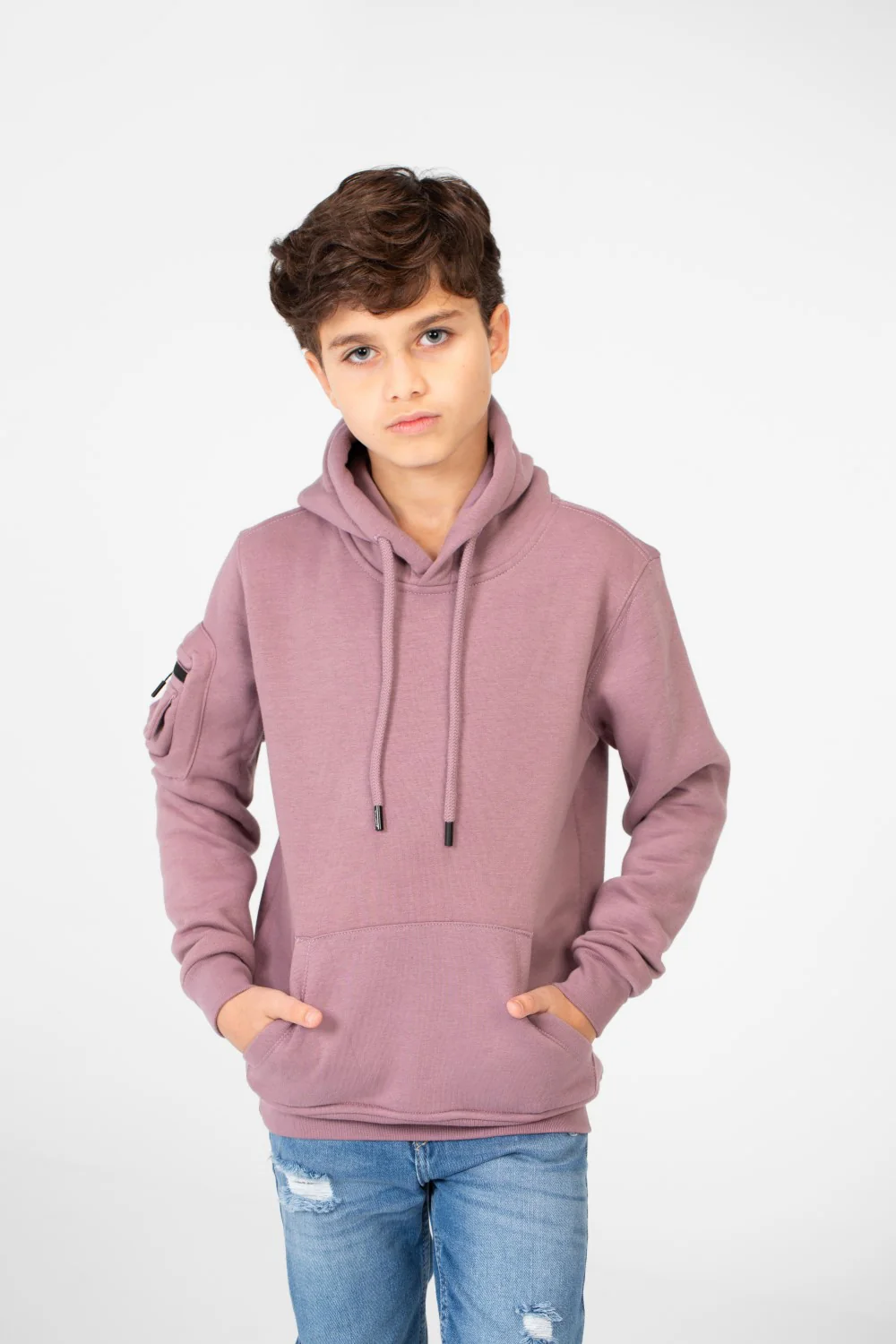 Boy's Hood Sweatshirt With Pocket On The Sleeves - Image 9
