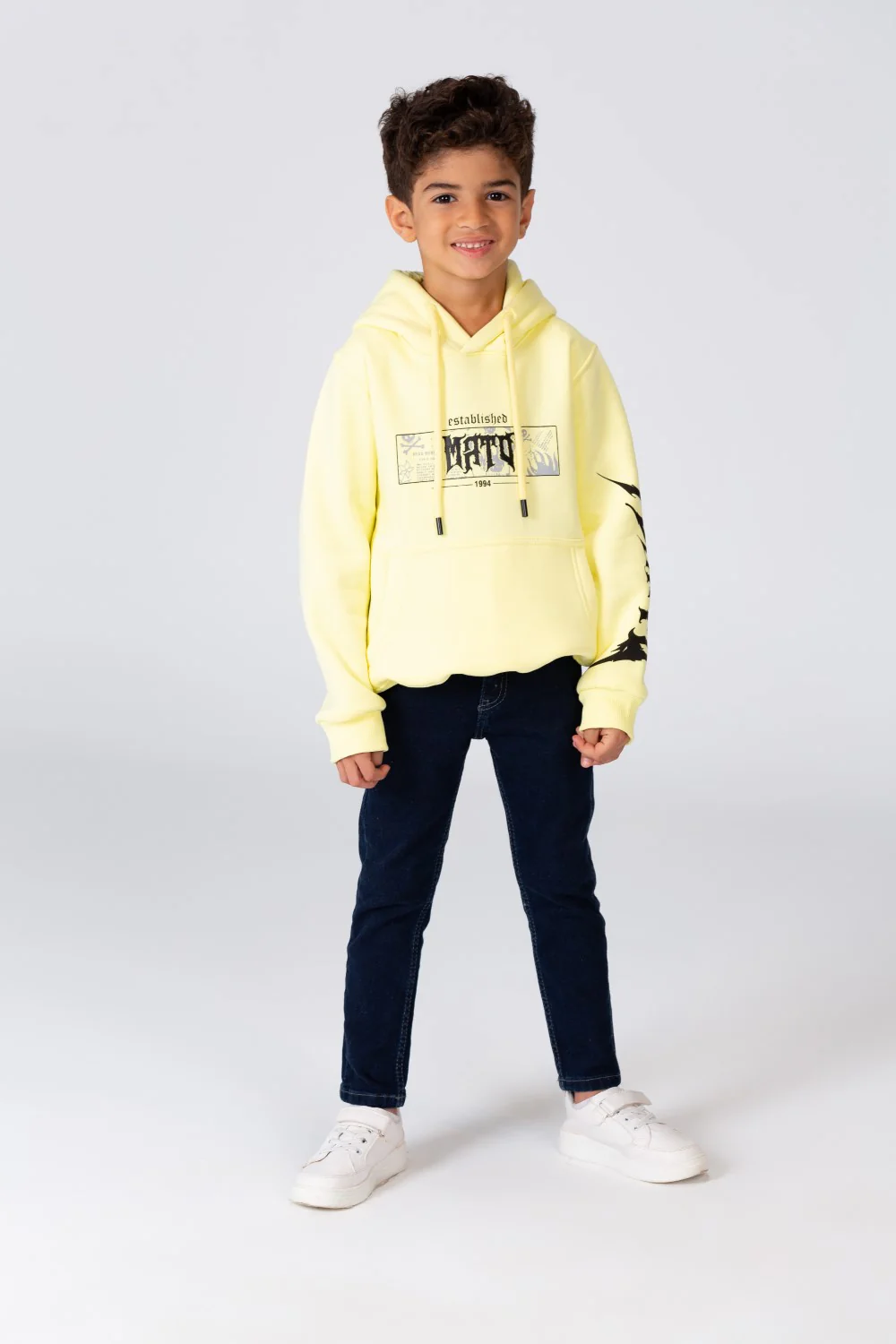 Boy's Hoodie Cut Sweatshirt Printed On The Front And Back Made Of Milton Material - Image 12