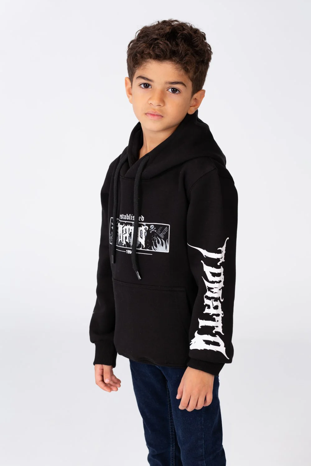 Boy's Hoodie Cut Sweatshirt Printed On The Front And Back Made Of Milton Material - Image 3
