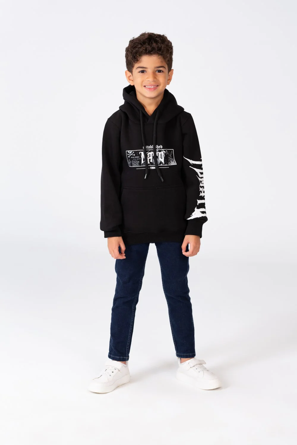 Boy's Hoodie Cut Sweatshirt Printed On The Front And Back Made Of Milton Material - Image 4