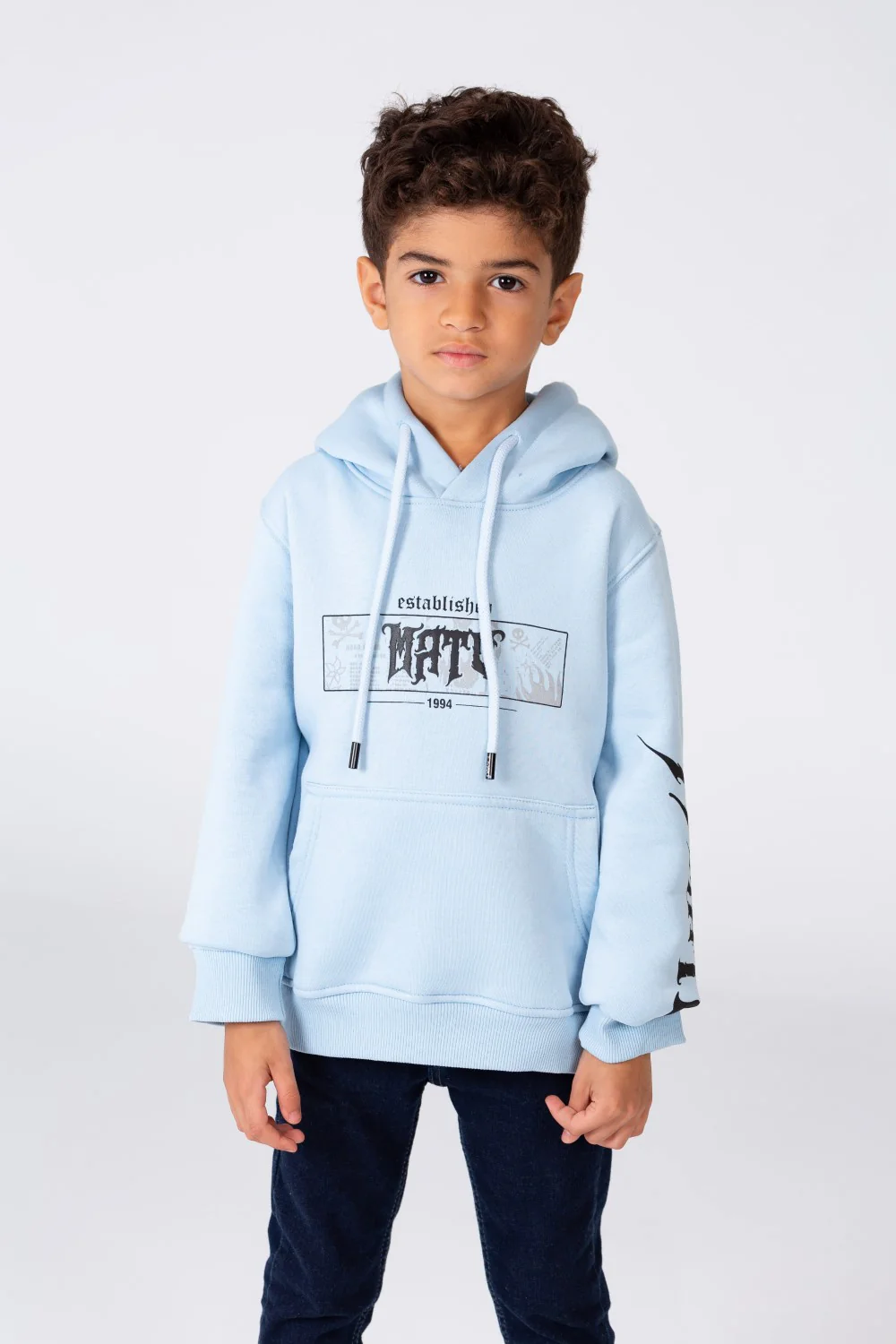 Boy's Hoodie Cut Sweatshirt Printed On The Front And Back Made Of Milton Material - Image 5