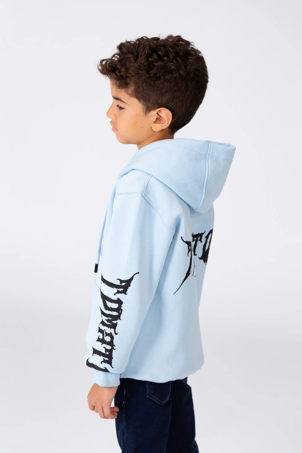 Boy's Hoodie Cut Sweatshirt Printed On The Front And Back Made Of Milton Material - Image 7