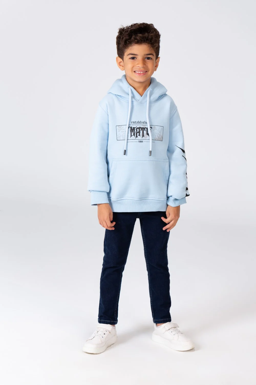 Boy's Hoodie Cut Sweatshirt Printed On The Front And Back Made Of Milton Material - Image 8