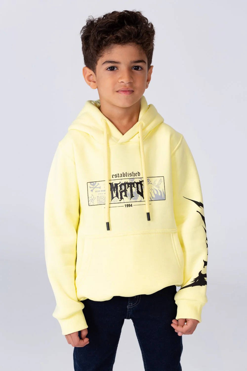 Boy's Hoodie Cut Sweatshirt Printed On The Front And Back Made Of Milton Material - Image 9