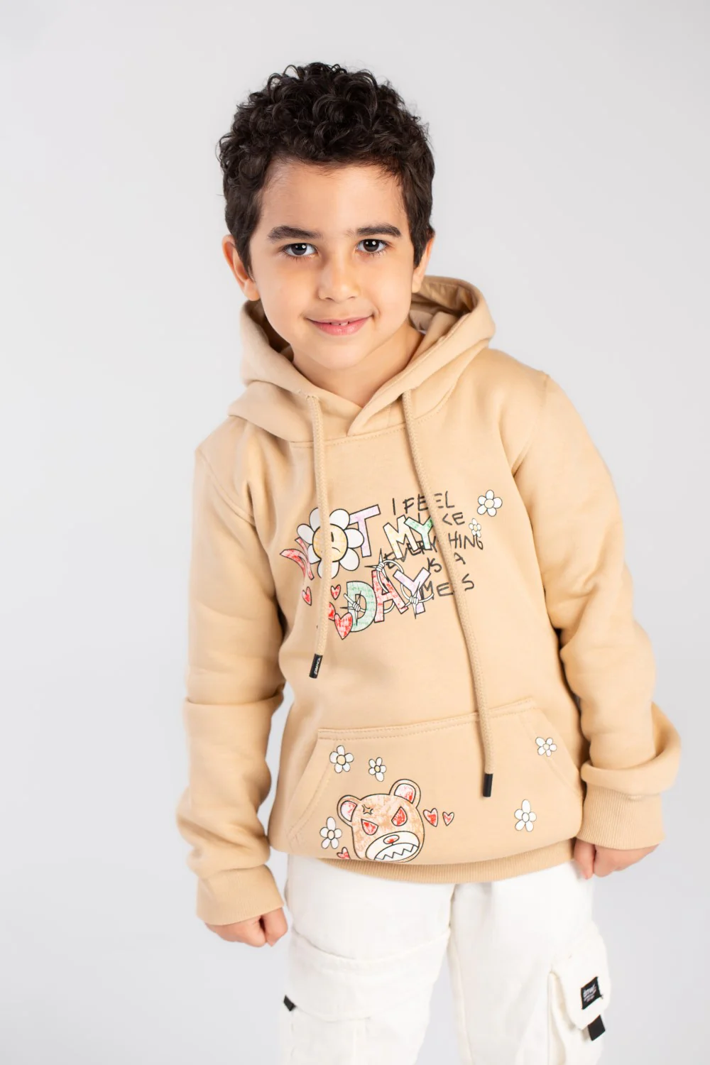 Boy's Hoodie Padded Front & Back Printed Hooded Comfort Melton Sweatshirt - Image 3