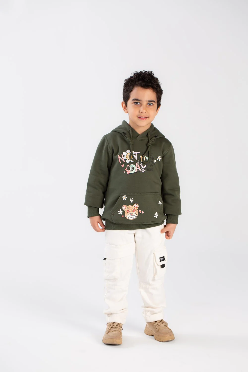 Boy's Hoodie Padded Front & Back Printed Hooded Comfort Melton Sweatshirt - Image 7