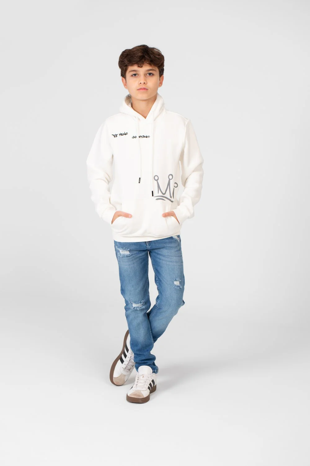 Boy's Hoodie Sweatshirt With Crown Print And Front Pocket - Image 8