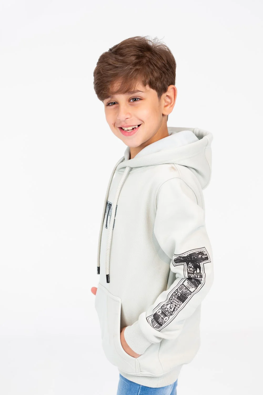 Boy's Hoodie Sweatshirt With Front And Shoulder Print - Image 11