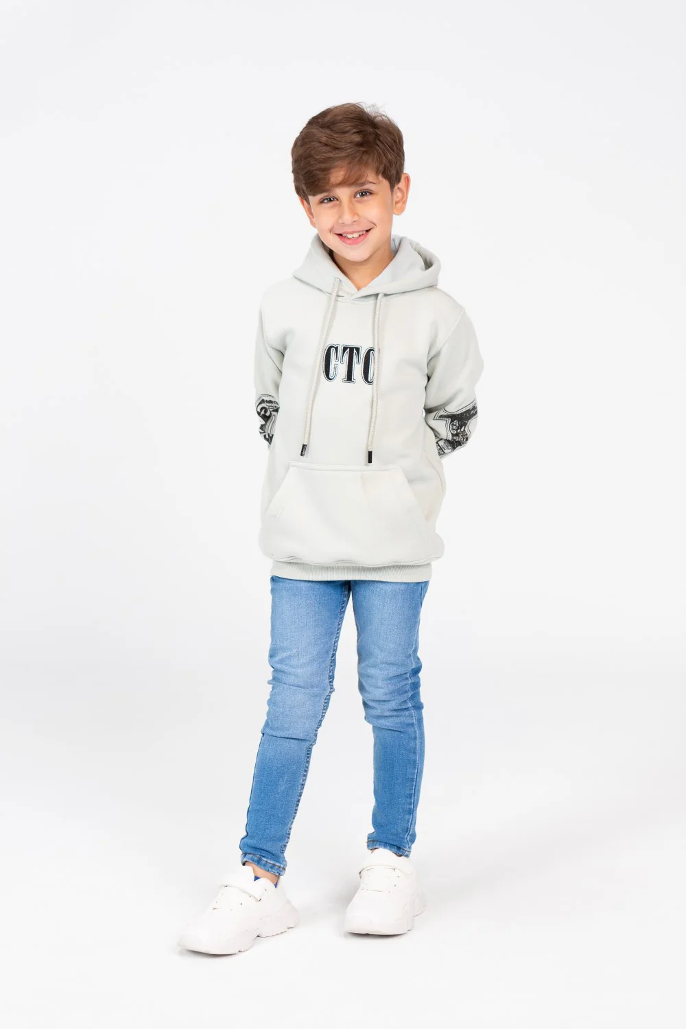 Boy's Hoodie Sweatshirt With Front And Shoulder Print - Image 12