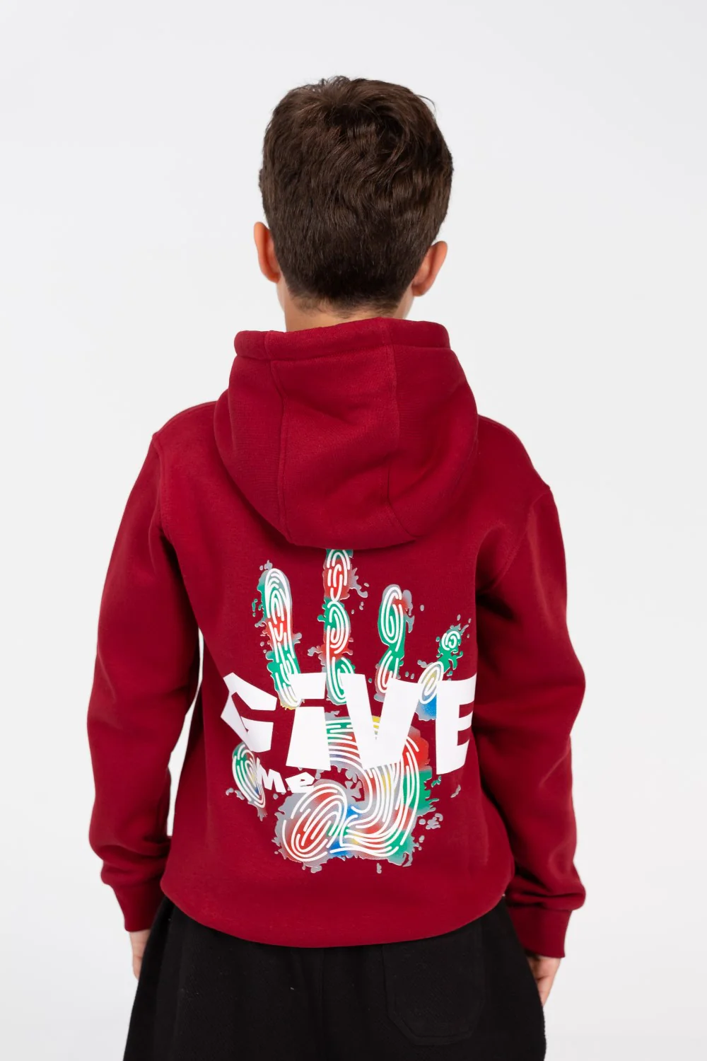 Boy's Hoodie Sweatshirt With Front Pocket In Practical Melton Material - Image 10