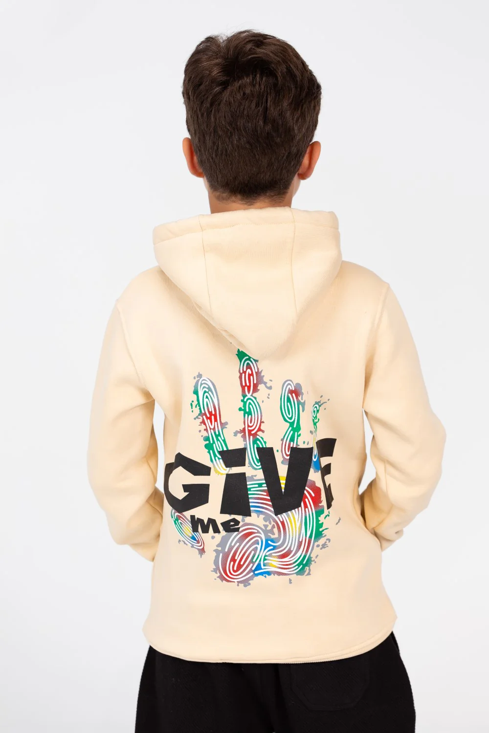 Boy's Hoodie Sweatshirt With Front Pocket In Practical Melton Material - Image 2