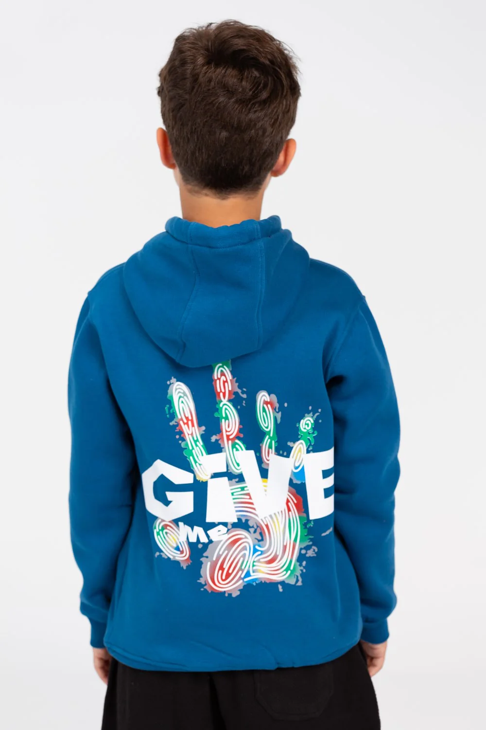 Boy's Hoodie Sweatshirt With Front Pocket In Practical Melton Material - Image 6