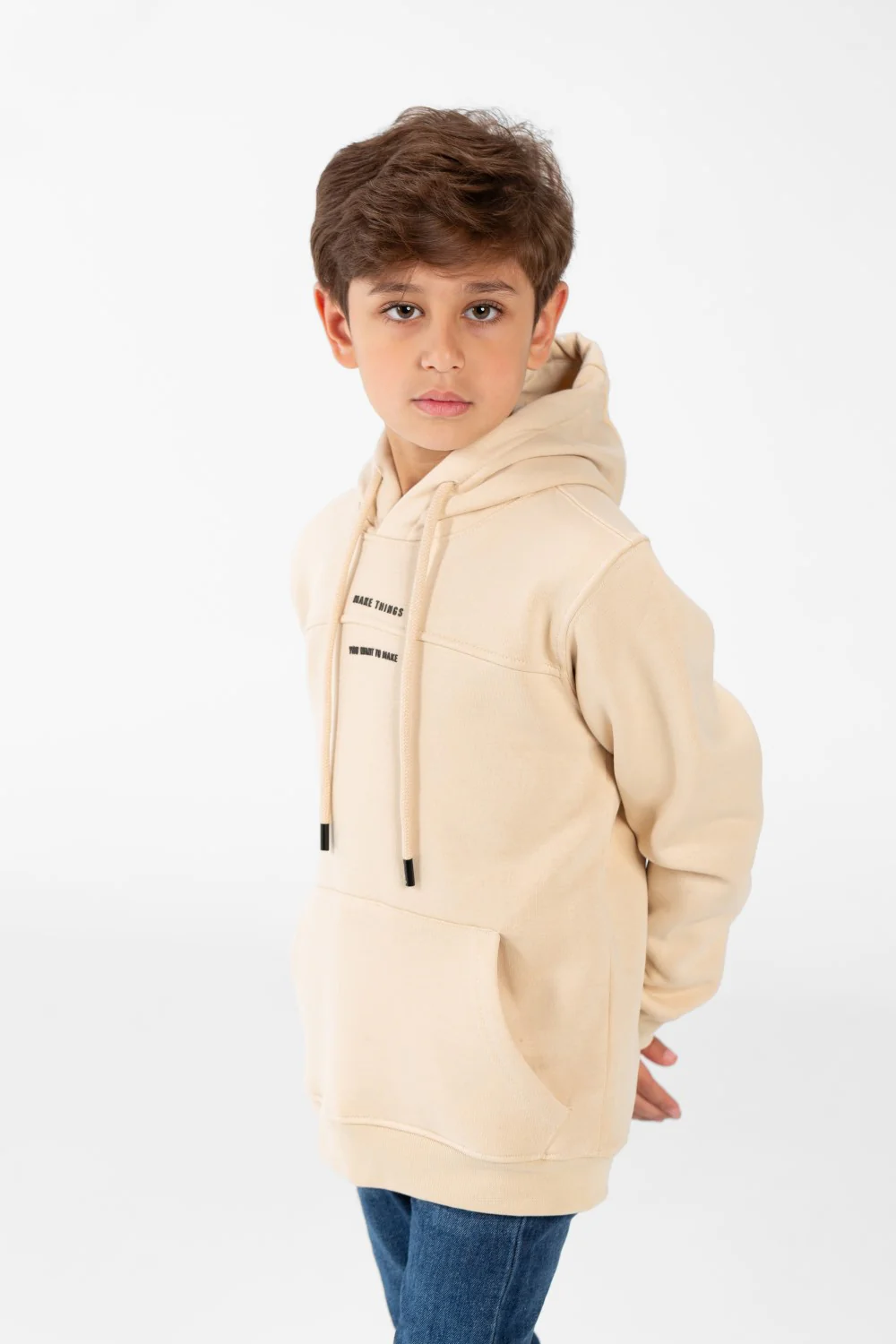Boy's Hoodie Sweatshirt With Text Print On The Front And Pocket - Image 3