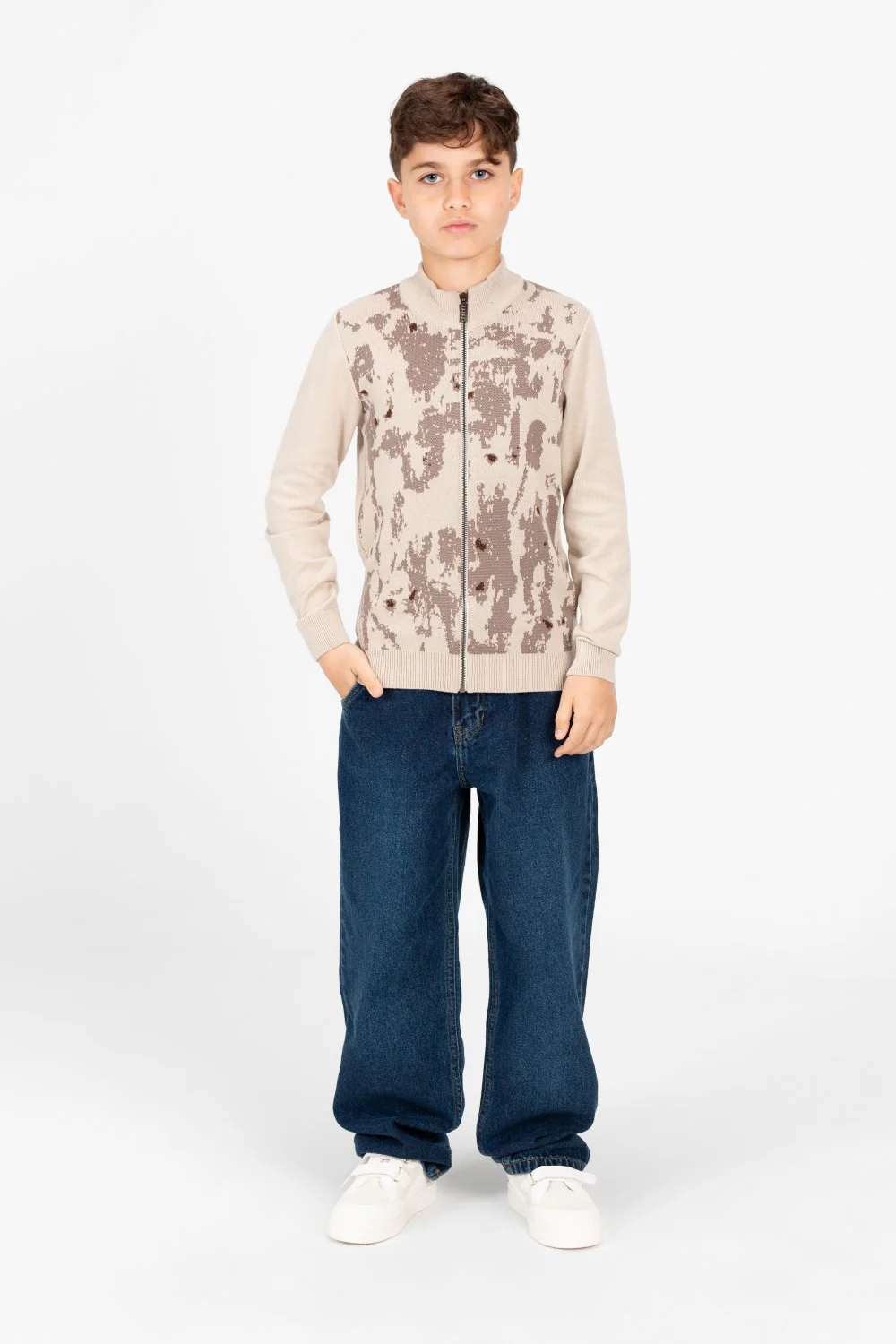 Boy's Jakar Printed Full Zip Long Sleeve Pullover Sweater - Image 4