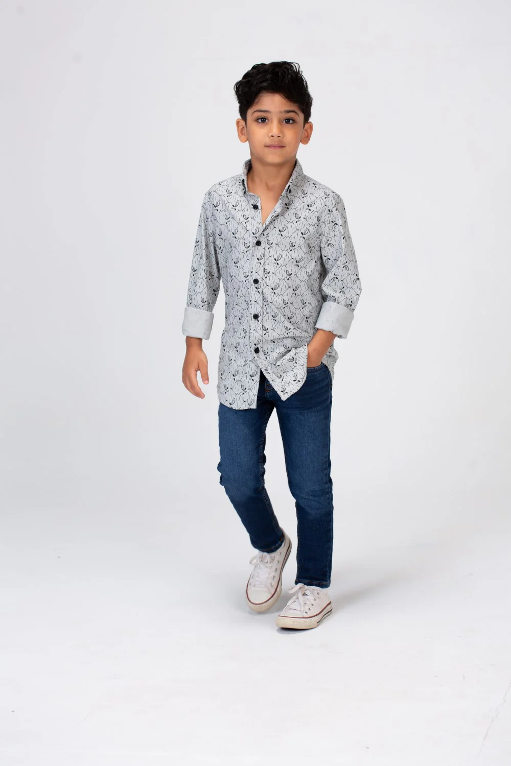 Boys Jakar Shirt With Long Sleeves And Printed Poplin Material - Image 7