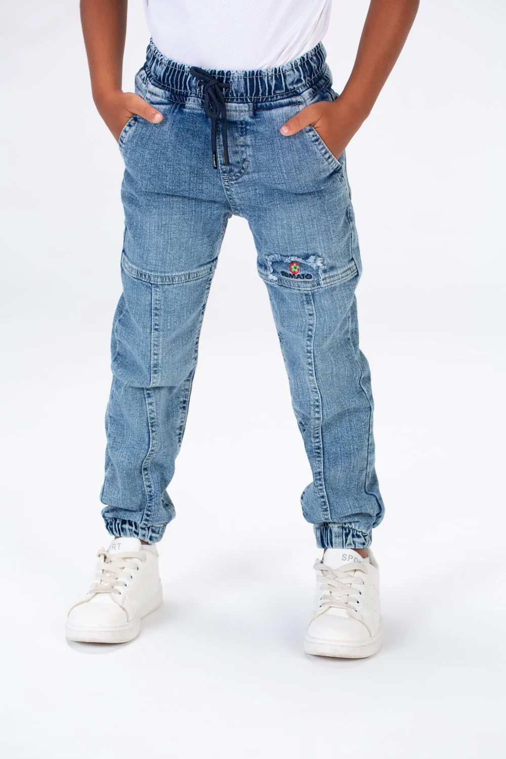 Boys Jeans Pants With Elastic Waistband And Tomato Logo On The Back - Image 3