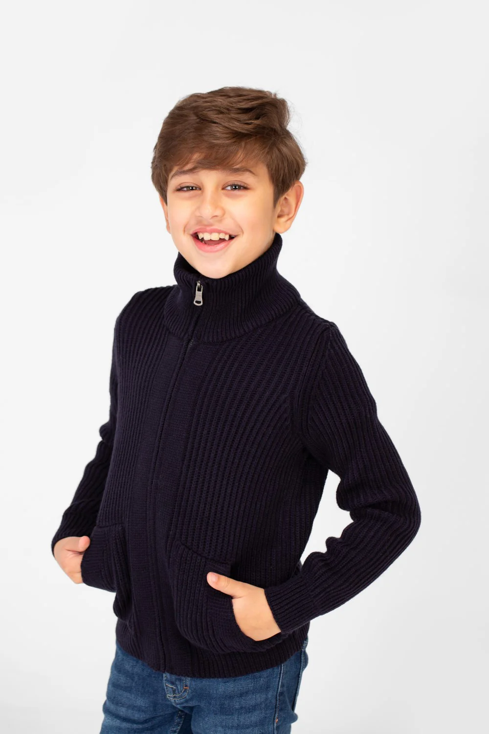 Boy's knit pullover with High Neck And Full Zip - Image 11