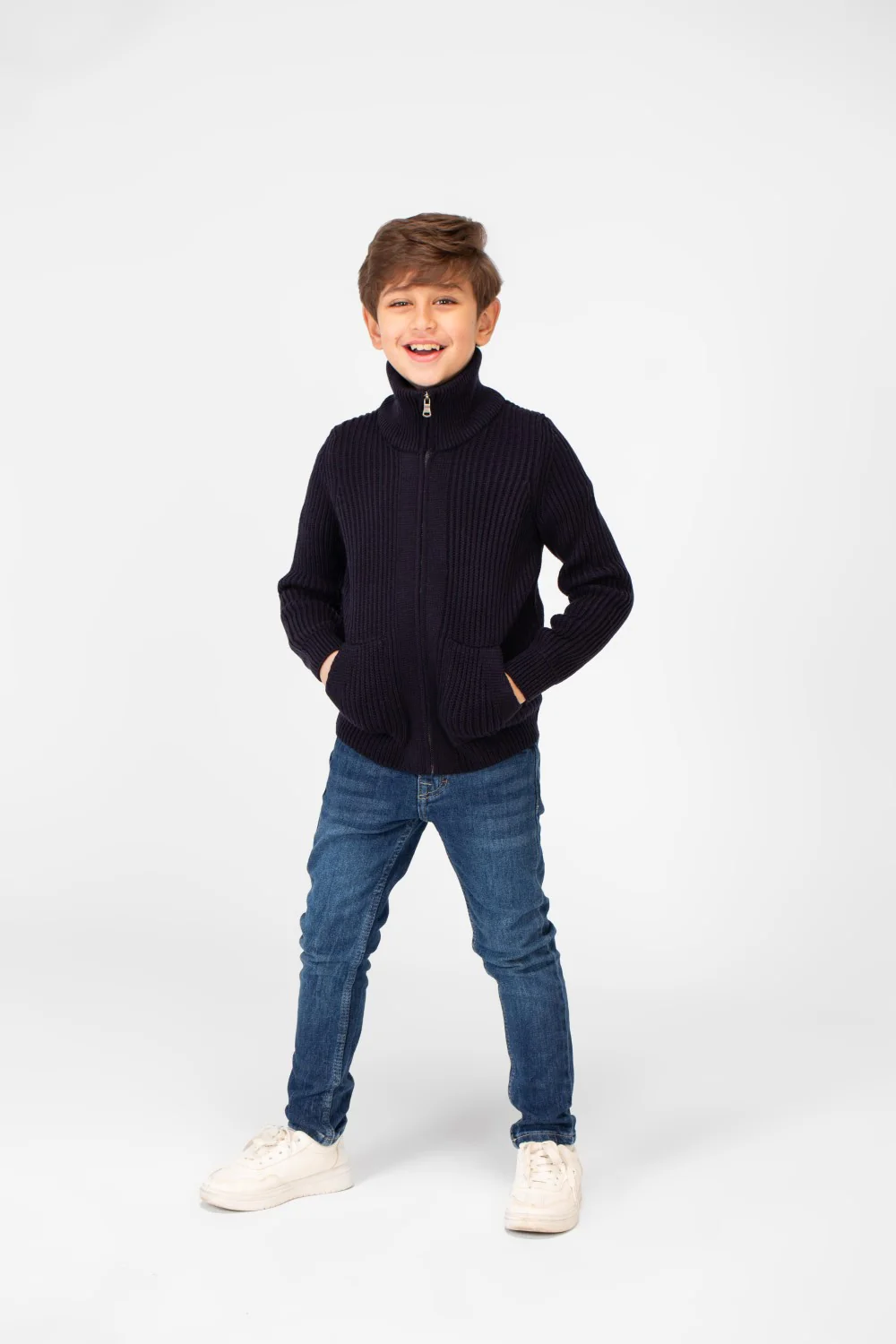 Boy's knit pullover with High Neck And Full Zip - Image 12