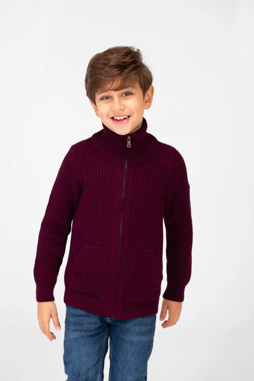 Boy's knit pullover with High Neck And Full Zip - Image 13