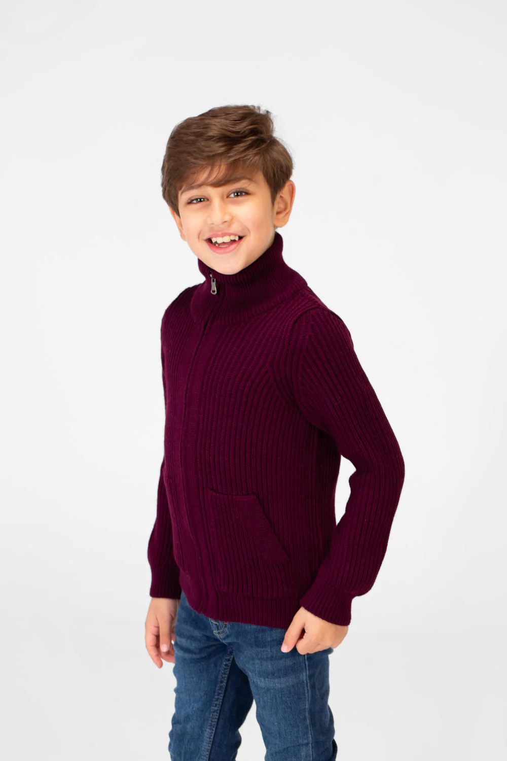 Boy's knit pullover with High Neck And Full Zip - Image 15